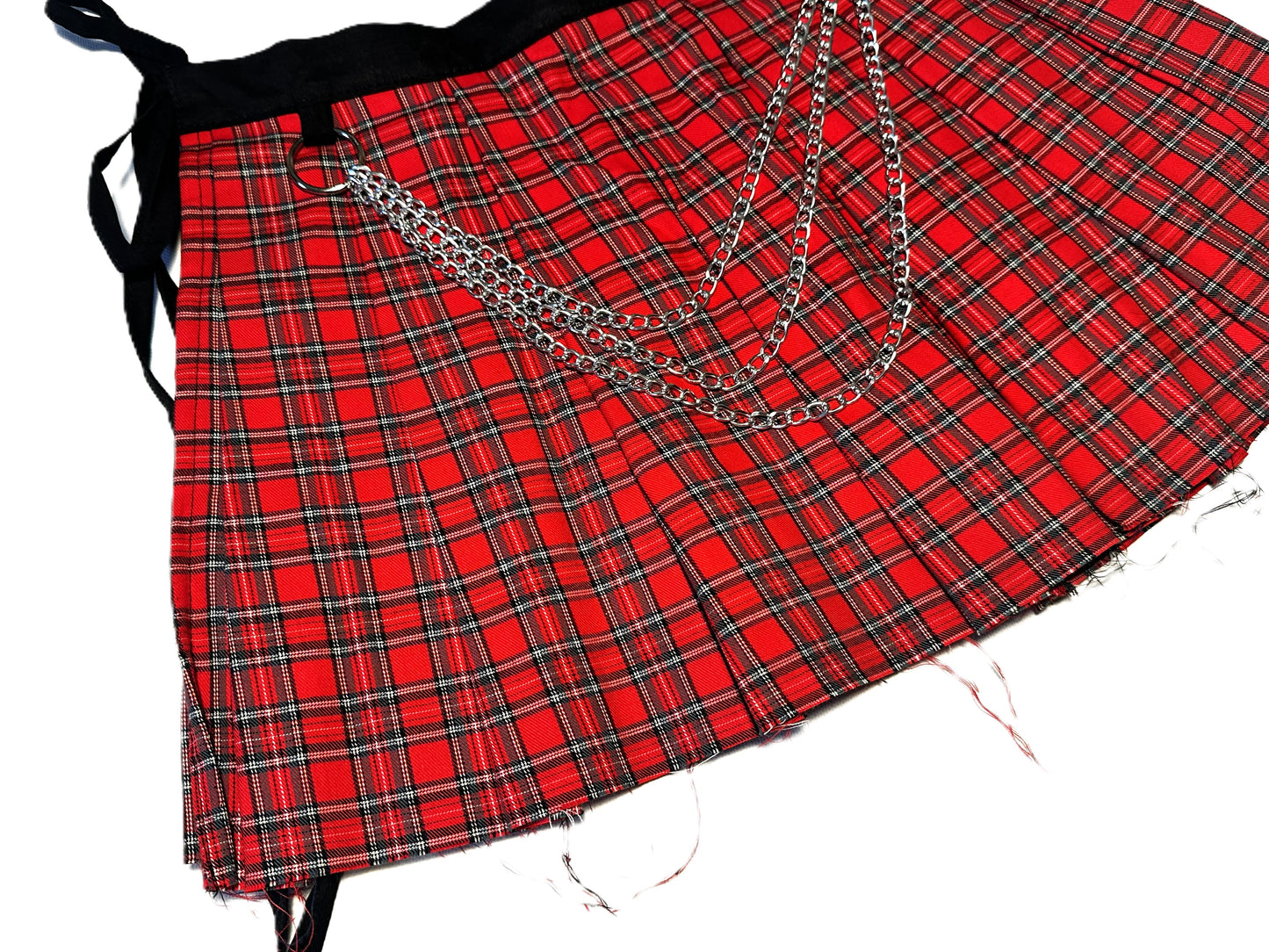 Roter Karo Wickelrock aus Baumwolle mit Kette | 2025 #781