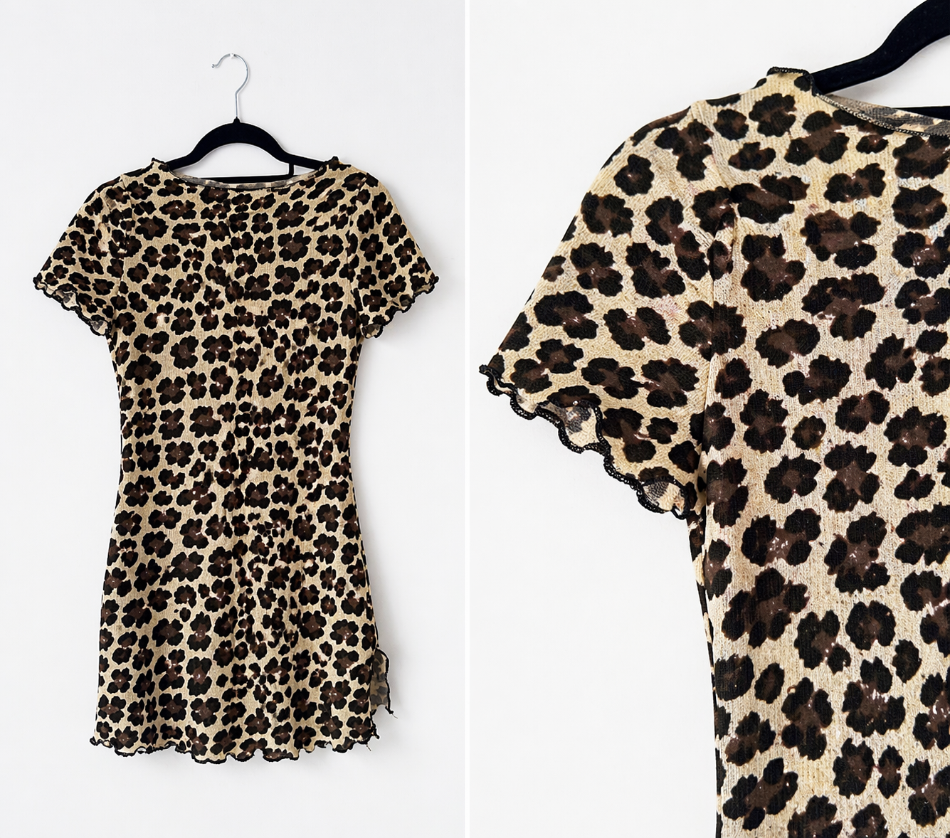 Leo Mini Kleid – Elastisches Animal Print Dress mit Ruffle Saum
