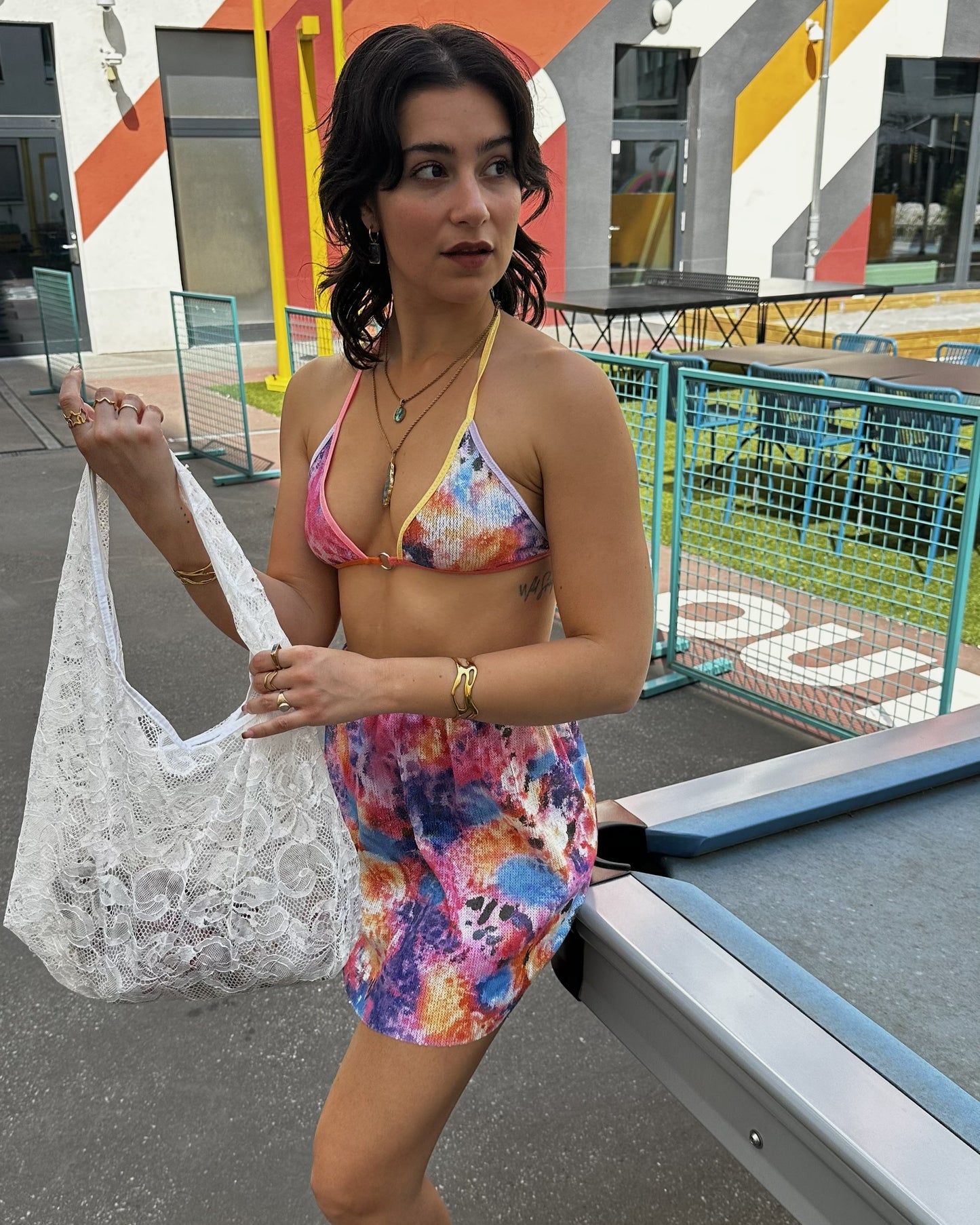 Transparente Spitzentasche Weiß – Große Handmade Schultertasche | Festival, Strand & Alltag