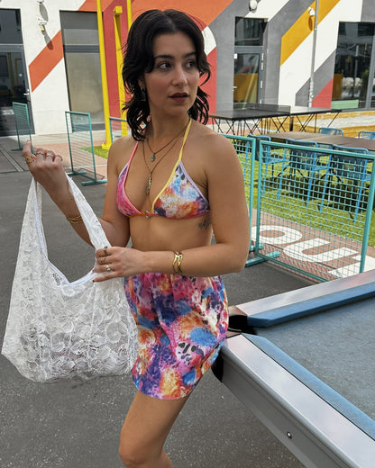 Transparente Spitzentasche Weiß – Große Handmade Schultertasche | Festival, Strand & Alltag