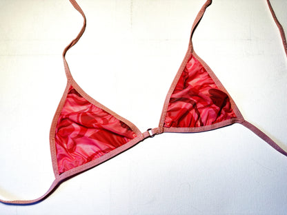 Pink Mesh Triangel Bikini – Transparenter Handmade Festival Bikini | Größenverstellbar