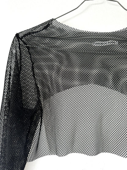 Schwarzes Netz Sleeve mit Trompetenärmeln #237