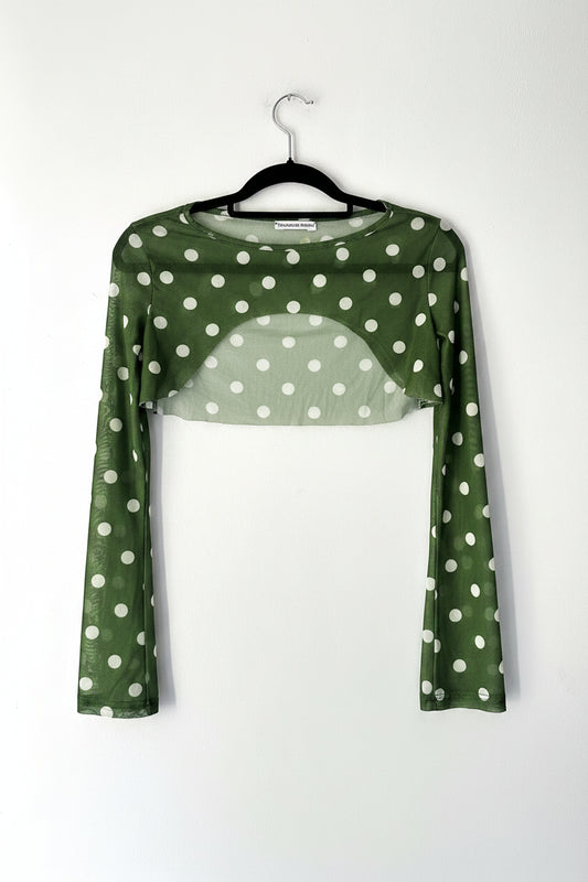 Sleeve Mesh Polkadots grün/weiß