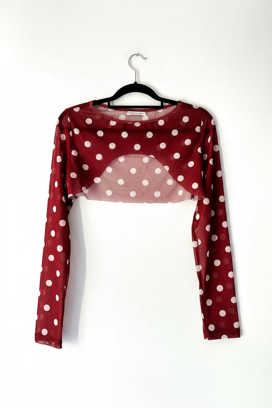 Sleeve Mesh Polkadots rot/weiß