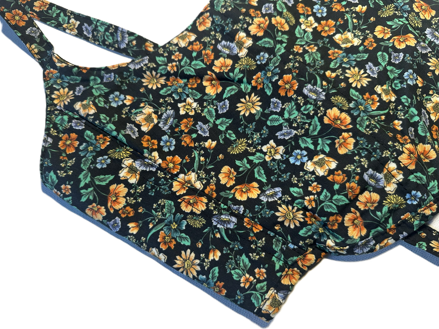 Wendbare Corsage – Schwarz mit bunten Blumen | 2-in-1 Handmade Baumwoll-Corset, Genderneutral, Festival & Streetwear #687