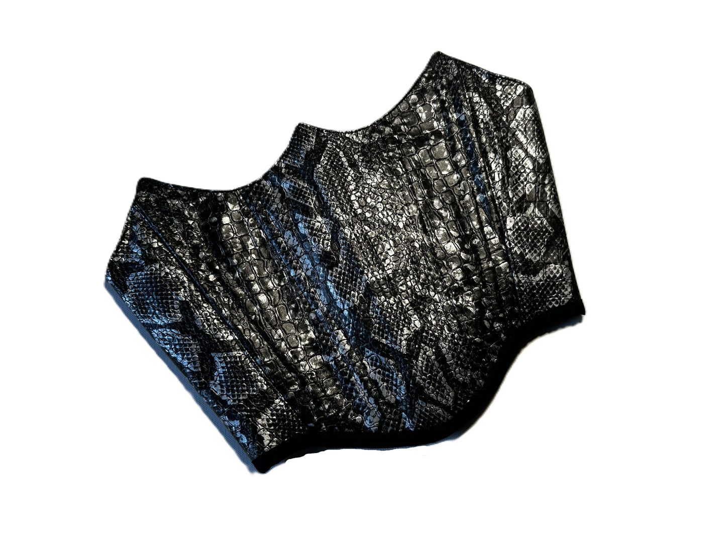 Trägerlose Corsage – Schwarz Silber Krokodillederoptik | Kunstleder & Baumwolle | Partywear & Festival Fashion #688