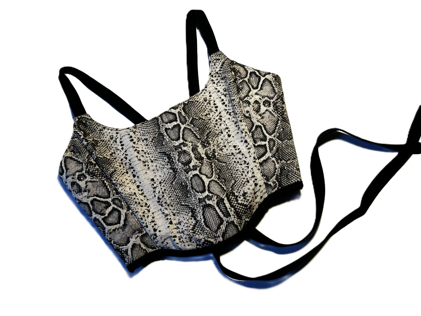 Wendbare Corsage aus Baumwolle mit Schlangenoptik und schwarzer Rückseite – handmade, genderneutral, atmungsaktiv, 2-in-1 Design