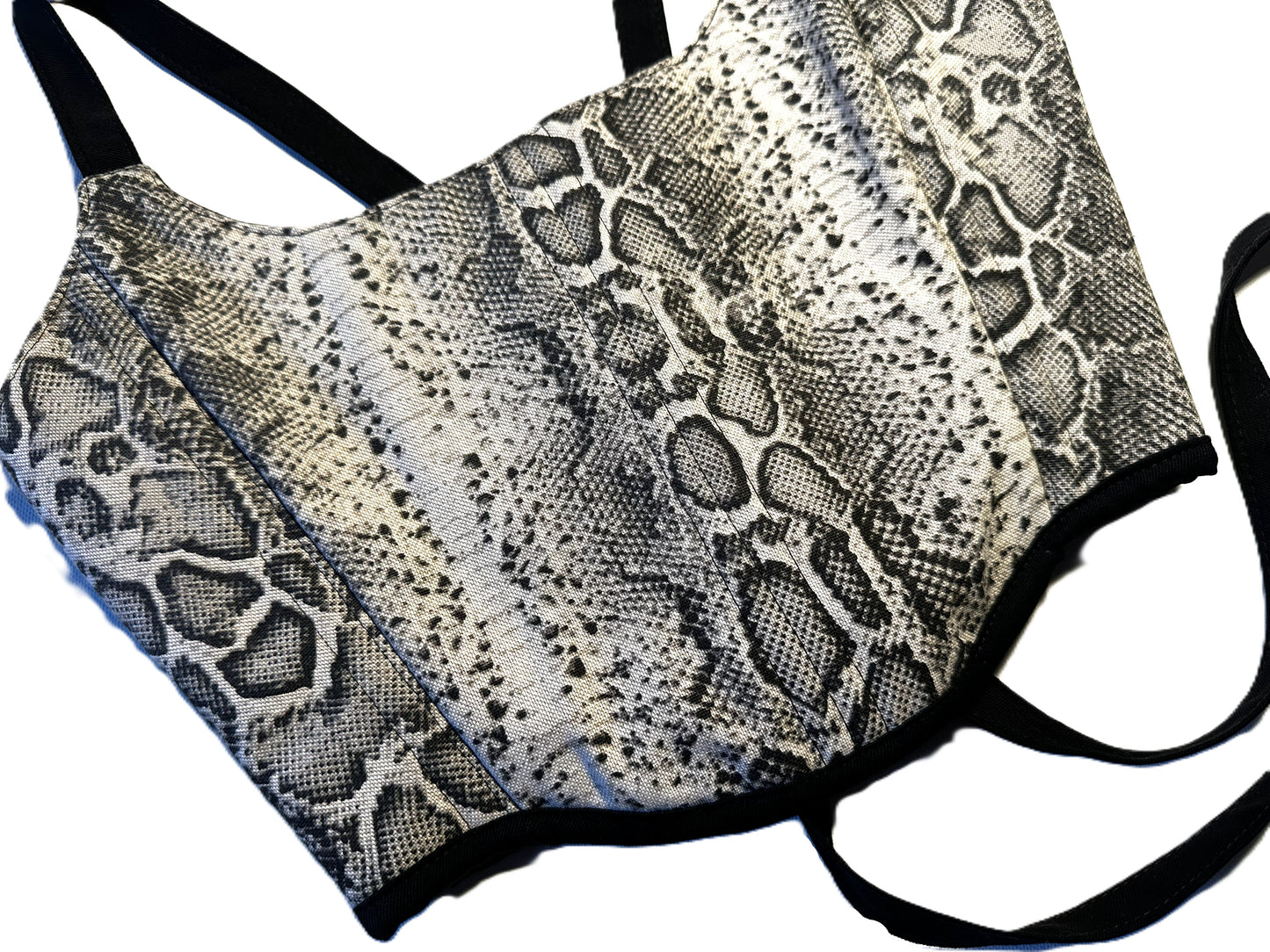 Wendbare Corsage – Schlangenoptik & Schwarz | Handmade Baumwoll-Corset, Genderneutral & Festivalwear #573