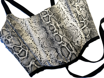 Wendbare Corsage – Schlangenoptik & Schwarz | Handmade Baumwoll-Corset, Genderneutral & Festivalwear #573