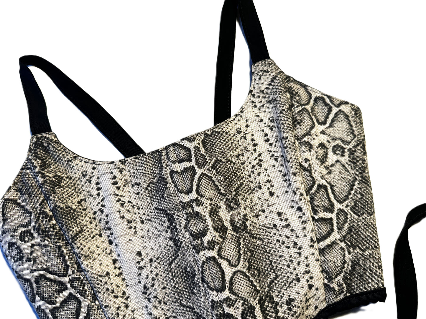 Wendbare Corsage – Schlangenoptik & Schwarz | Handmade Baumwoll-Corset, Genderneutral & Festivalwear #573