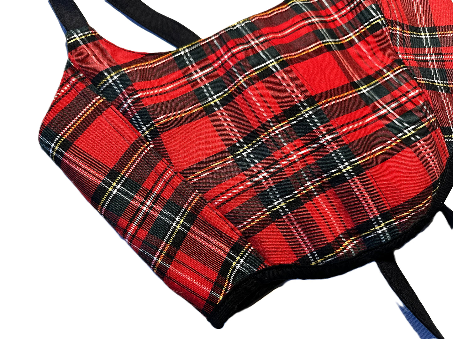 Corsage – Rotes Karomuster | Handmade Wollmischung mit schwarzer Baumwolle, Genderneutral & Streetwear #535
