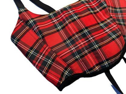 Corsage – Rotes Karomuster | Handmade Wollmischung mit schwarzer Baumwolle, Genderneutral & Streetwear #535