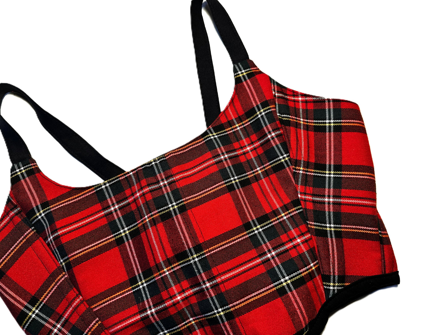 Corsage – Rotes Karomuster | Handmade Wollmischung mit schwarzer Baumwolle, Genderneutral & Streetwear #535