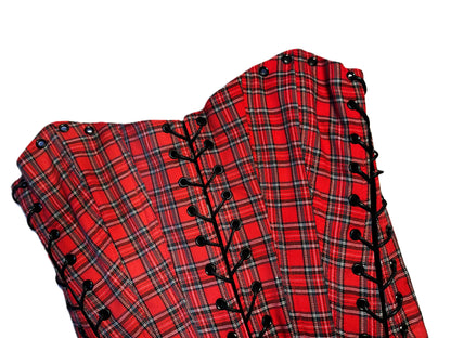 Rote Karo Corsage Kollektion 2025 | Wendbar, 4 Schnürungen, Lange Silhouette, Handmade & Genderneutral #697