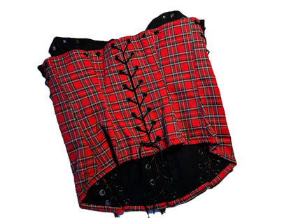 Rote Karo Corsage Kollektion 2025 | Wendbar, 4 Schnürungen, Lange Silhouette, Handmade & Genderneutral #697