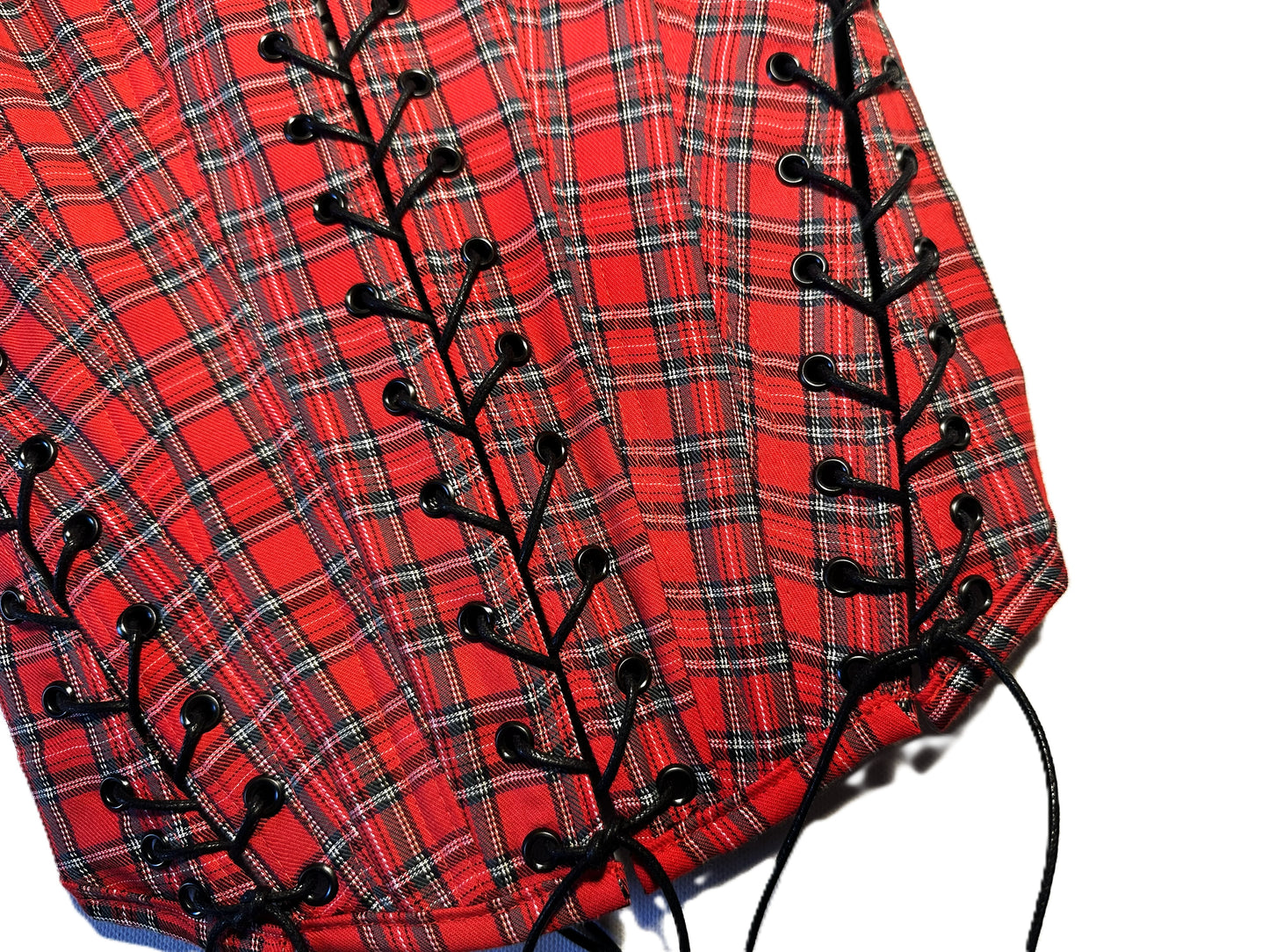 Rote Karo Corsage Kollektion 2025 | Wendbar, 4 Schnürungen, Lange Silhouette, Handmade & Genderneutral #697