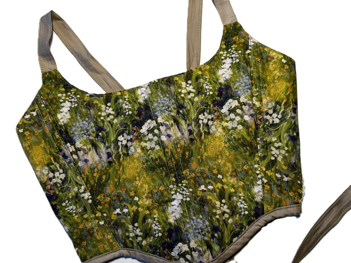 Streublumen Baumwoll-Korsett mit Spitze – beige Details & Messingösen | Handmade #712