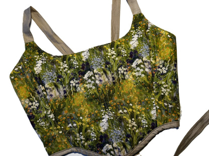 Streublumen Baumwoll-Korsett mit Spitze – beige Details & Messingösen | Handmade #712
