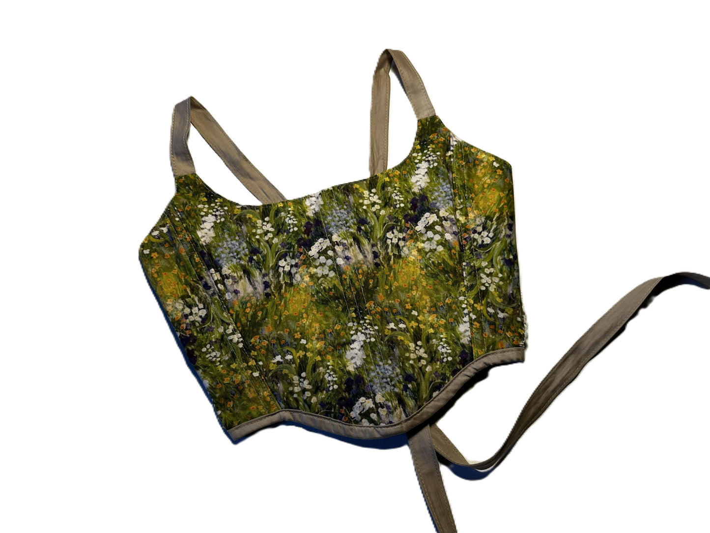 Streublumen Baumwoll-Korsett mit Spitze – beige Details & Messingösen | Handmade #712