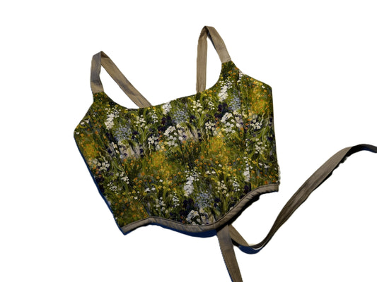 Streublumen Baumwoll-Korsett mit Spitze – beige Details & Messingösen | Handmade #712