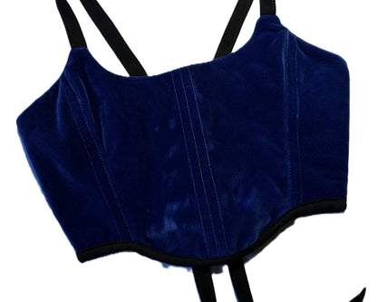 Königsblaue Samtcorsage mit Trägern – Baumwollsamt | Handmade Statement Piece #713