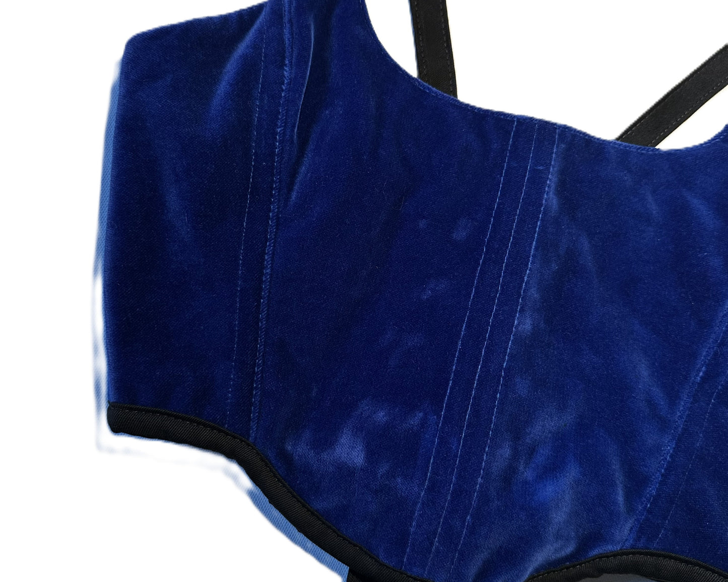 Königsblaue Samtcorsage mit Trägern – Baumwollsamt | Handmade Statement Piece #713