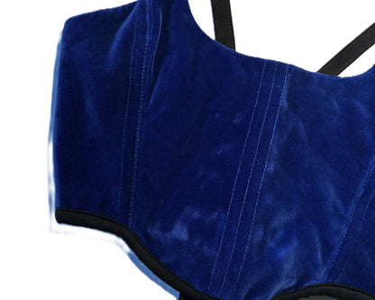 Königsblaue Samtcorsage mit Trägern – Baumwollsamt | Handmade Statement Piece #713