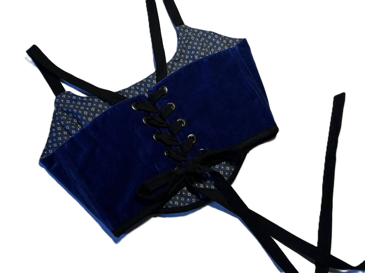 Königsblaue Samtcorsage mit Trägern – Baumwollsamt | Handmade Statement Piece #713