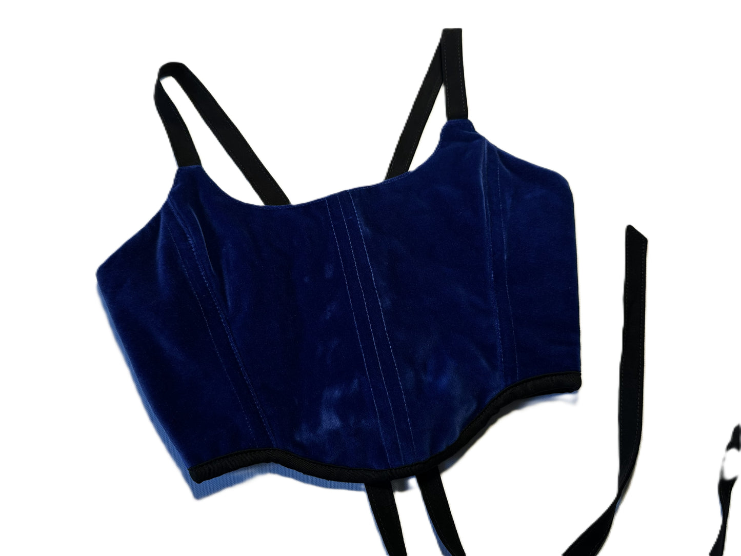 Königsblaue Samtcorsage mit Trägern – Baumwollsamt | Handmade Statement Piece #713