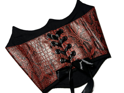 Trägerloses Corset in roter Croc-Optik – Devil’s Cut #715