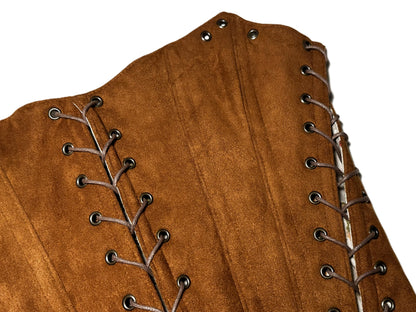 Brown Faux Leather Corsage – Dark Western Statement Piece #720