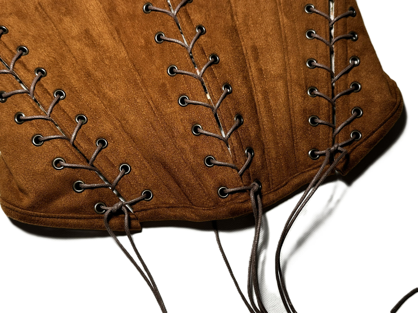 Brown Faux Leather Corsage – Dark Western Statement Piece #720