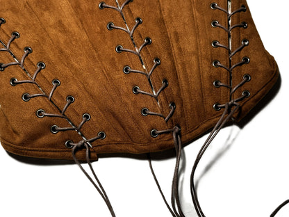 Brown Faux Leather Corsage – Dark Western Statement Piece #720