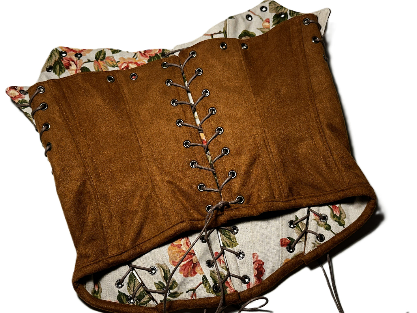 Brown Faux Leather Corsage – Dark Western Statement Piece #720