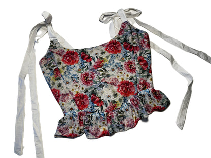 Corsagen-Top aus Baumwolljersey mit Rüschen & Schnürung #738