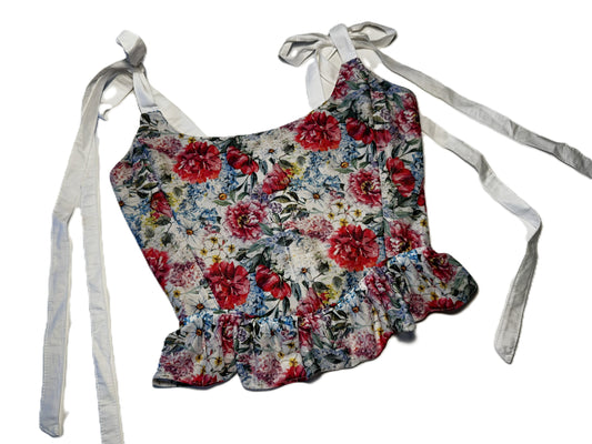 Corsagen-Top aus Baumwolljersey mit Rüschen & Schnürung #738