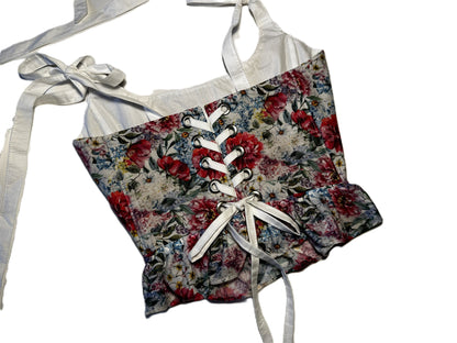 Corsagen-Top aus Baumwolljersey mit Rüschen & Schnürung #738