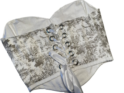 Strapless Toile de Jouy Korsett aus italienischer Baumwolle #739