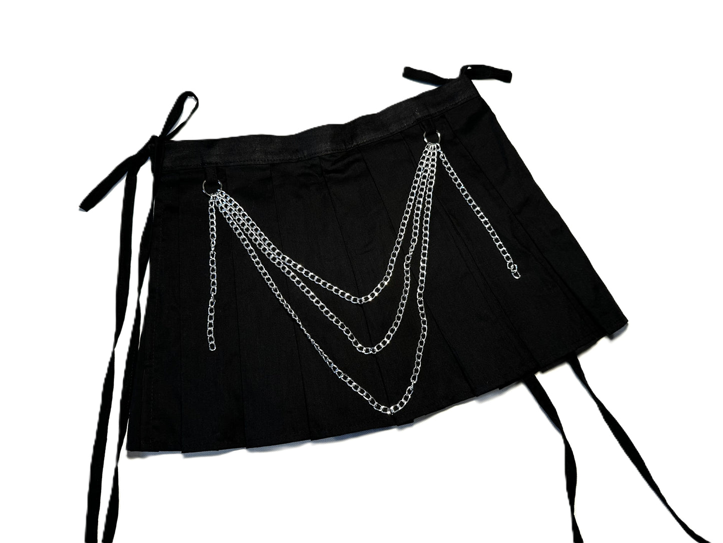 Schwarzer Baumwoll Wickelrock mit Ketten-Details #744
