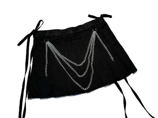 Schwarzer Baumwoll Wickelrock mit Ketten-Details #744