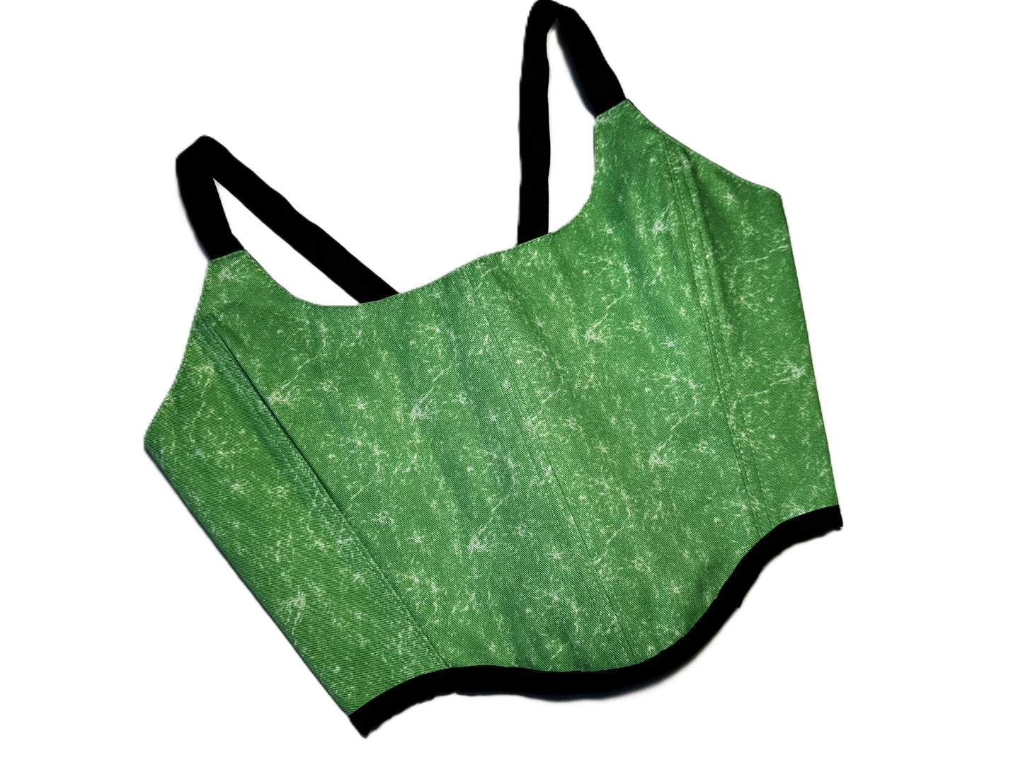 Wendbares grünes Baumwoll Corset mit schwarzen Trägern #749