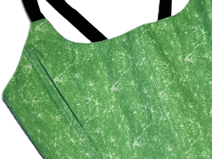 Wendbares grünes Baumwoll Corset mit schwarzen Trägern #749