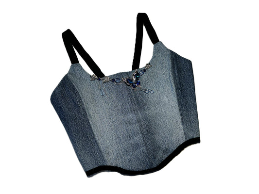 Upcycled Denim Corset mit Ketten-Detail – 2025 Jeans Only Collection #752