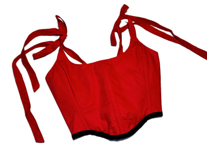 Wendbare rote Baumwoll Corsage – größenverstellbar #753