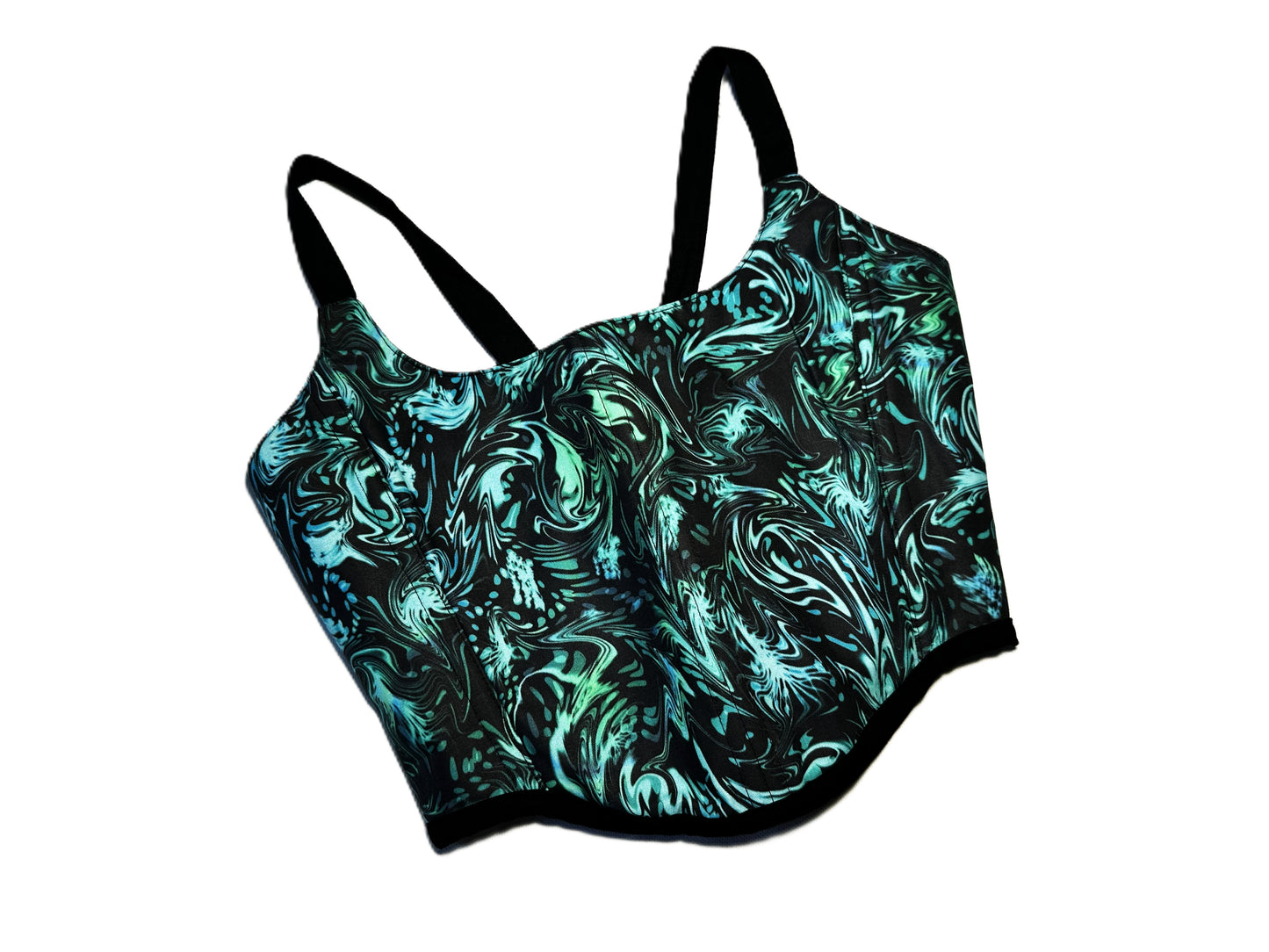 Wendbare Baumwoll Corsage mit Marble Print & verstellbaren Trägern #754