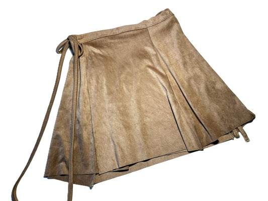 Beiger Velours Wickelrock in Wildlederoptik – größenverstellbar #758