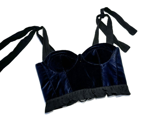 Samt Korsett mit Cups – Prototyp Einzelstück in Dunkelblau #765