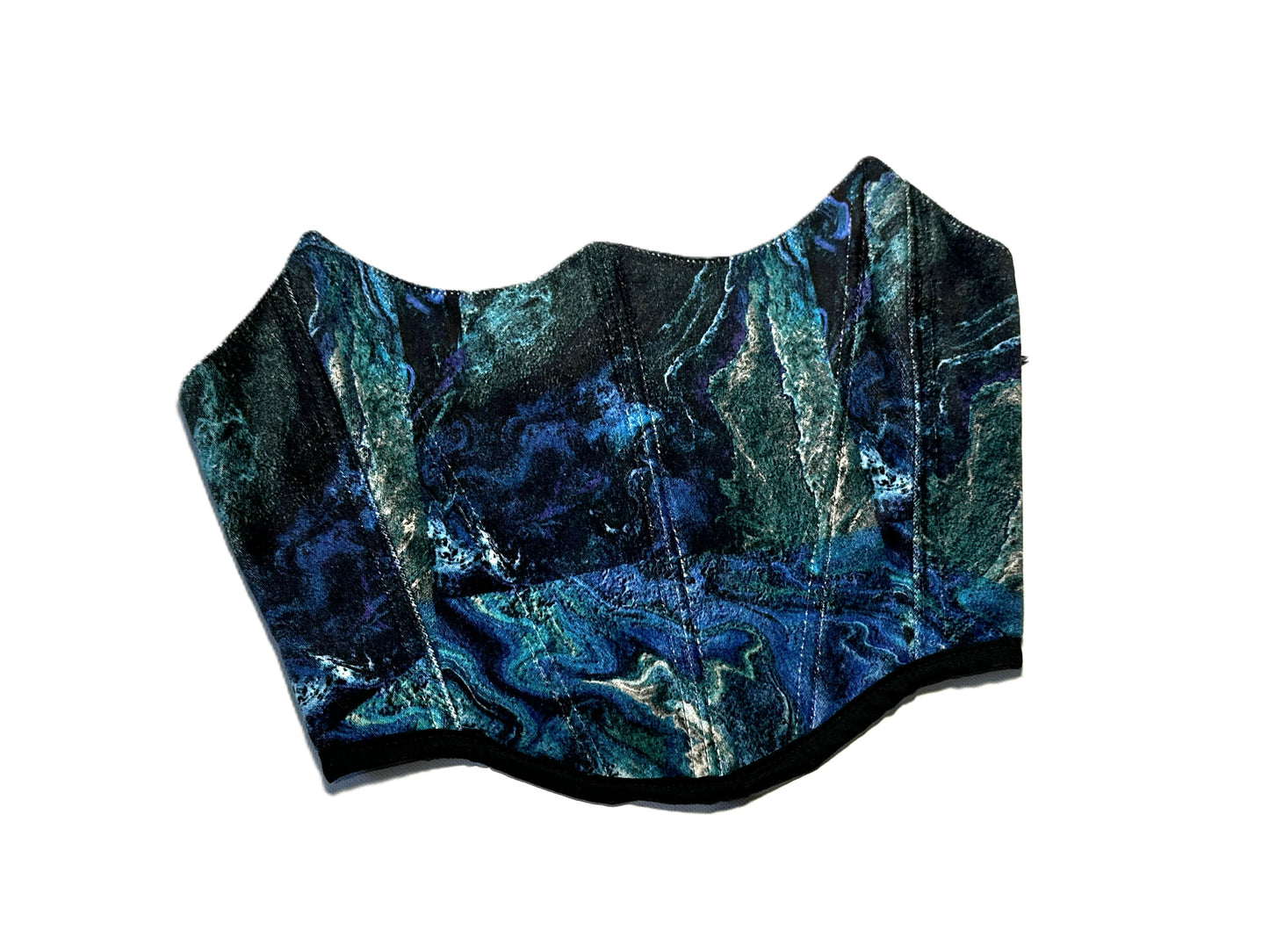 Wendbares Samt Korsett in marmorierten Blautönen #769