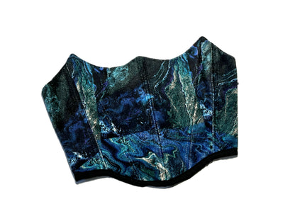 Wendbares Samt Korsett in marmorierten Blautönen #769