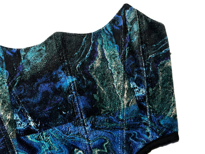 Wendbares Samt Korsett in marmorierten Blautönen #769